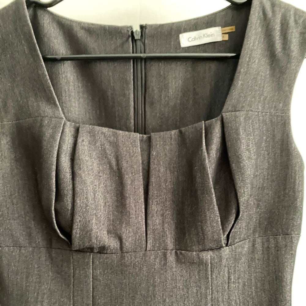 Calvin Klein structured sheath dress, sleeveless and figure flattering.